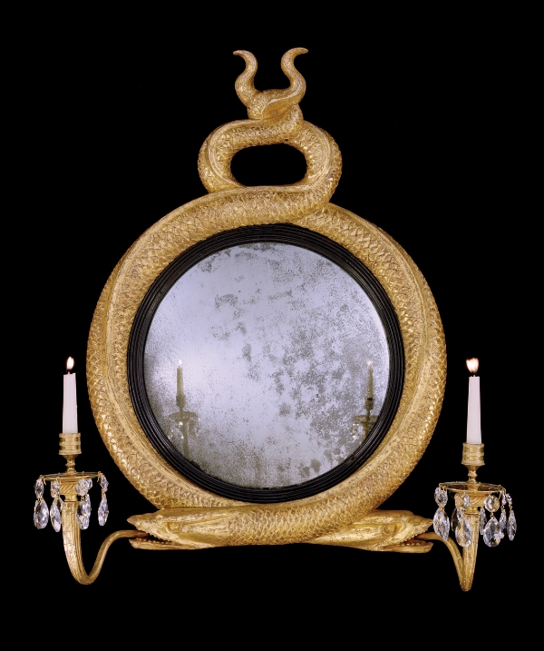 Regency giltwood convex mirror, 1815