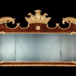 Burr walnut and parcel gilt overmantel mirror
