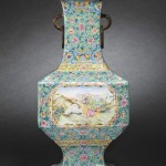 An Imperial enameled “European subject” vase, Qianlong seal mark and of the period