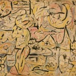 Helen Frankenthaler, The Sightseers, 1951, oil and crayon on paper, mounted on composition board.