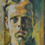 Cleve Gray, SelfPortrait, 1945, oil on gesso board, 14 x 10.75 inches.
