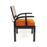 One of a pair of Hungarian modernist chairs by Lajos Kozma, circa 1930s, lacquer frame, rust brown polished back.