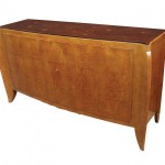 Sideboard by Dominique, French, crica 1930s, amboyna marquetry, gilt geometric details.