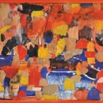 John Grillo, Red Vapors, 1952, collage on board, 10 ½ x 22 inches;