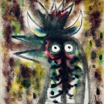 Wlfredo Lam, Gallo Caribe (Caribbean Rooster), 1944, oil on canvas, 11 ½ x 9 3/4 inches;