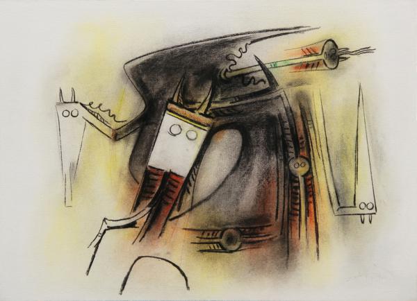Wifredo Lam, Figuras de Trópico (Figures of the Tropics), 1966, pastel on heavy paper laid down on board, 22 x 29 ¾ in