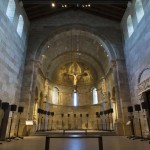 Installation images of Janet Cardiff's The Forty Part Motet, 2001, Fuentiduena Chapel at The Cloisters museum and gardens
