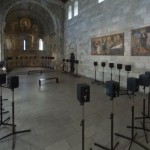 Installation images of Janet Cardiff's The Forty Part Motet, 2001, Fuentiduena Chapel at The Cloisters museum and gardens