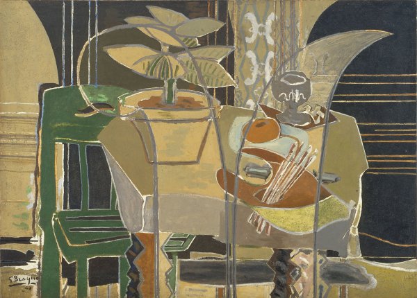 Georges Braque, Grand intérieur à la palette (Large Interior with Palette), 1942, oil and sand on canvas.