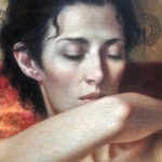 Kamille Corry, Threads of Illusion (detail), oil on linen on panel.