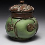 Louis Comfort Tiffany, bronze and blown-glass inkwell box, circa 1900–10;
