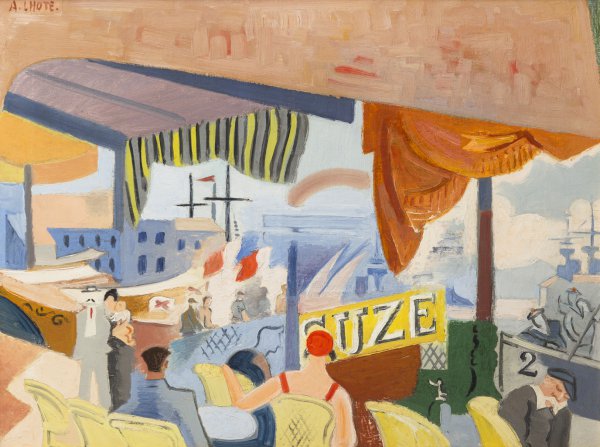 André Lhote, Café au bord de la mer, circa 1921, oil on canvas, 20 x 25 ½ inches,