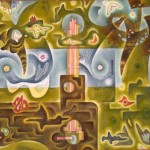 Gordon Onslow Ford, The Luminous Land, 1943, oil on canvas, 39 ¼ x 78 ½ inches.