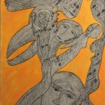 Mehrdad Rashidi, Untitled, 2013, ink and crayon on found card.