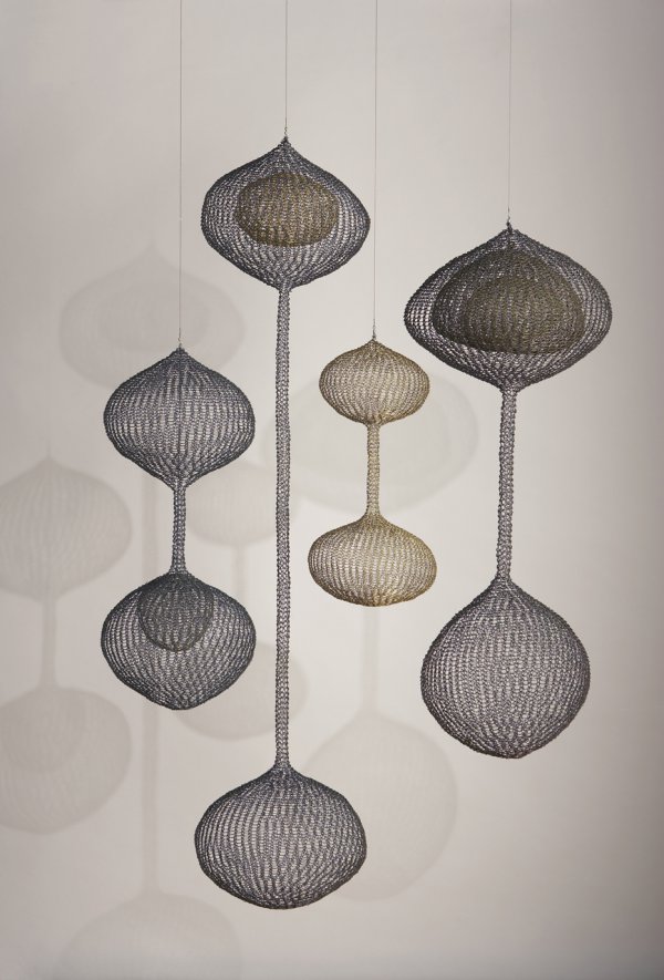 Ruth Asawa, Untitled (S.046), 1961, looped wire, 60 x 17 x 17 inches (largest), 21 x 12 x 12 inches (smallest);
