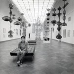 Ruth Asawa at her exhibition “A Retrospective View” at the San Francisco Museum of Art, 1973.