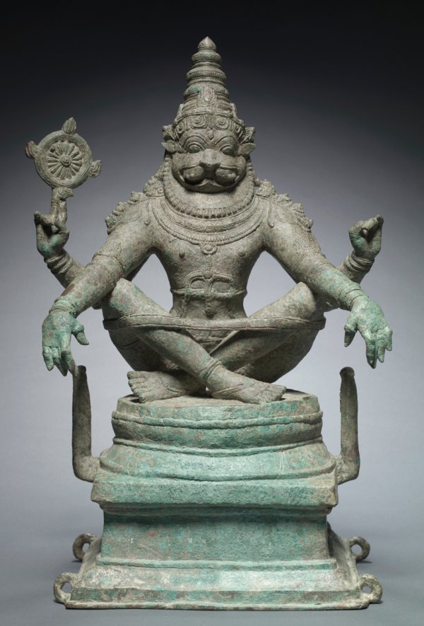 Yoga Narasimha, Vishnu in His Man-Lion Avatar, India, Tamil Nadu, circa 1250, bronze, 55.2 cm;