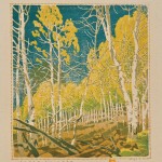 Gustave Baumann, Aspens, color woodblock print.