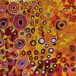 Ngalpingka Simms, Wayiyul, 2013, synthetic polymer paint on canvas, 46 x 77 inches;