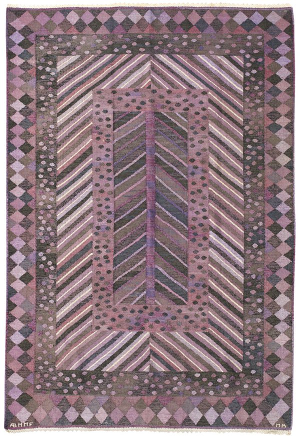 Marianne Richter, Granen flatweave carpet, 1949, Marta Maas-Fjetterstrom AB, hand-woven wool, 64 x 95 inches.