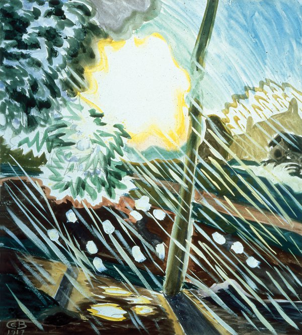 Charles Burchfield, View From Our Front Porch at Salem, Ohio, May 23, 1917, watercolor, gouache and graphite on paper, 22 x 20.