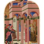 Sassetta, Saint Francis Renounces His Earthly Father, circa 1440, egg tempera on poplar, 87.5 x 52.4 cm.