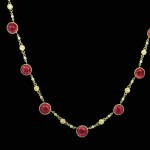 Red Cabishon Diamond Gold Necklace