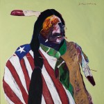 Fritz Scholder, American Portrait with Flag, 1979