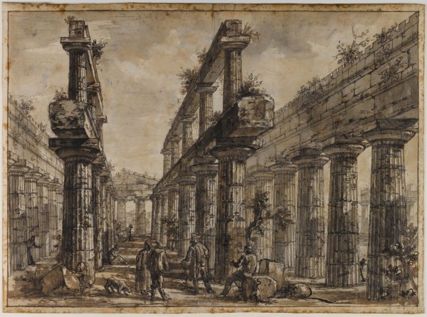 Giovanni Battista Piranesi, Temple of Neptune, View of the Interior from the West, 1777