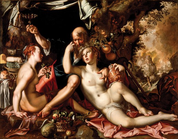 Joachim Anthonisz Wtewael, Lot and His Daughters, circa 1597–1600