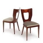 Osvaldo Borsani, two of a set of eight “Triennale” dining chairs