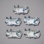 Set of five dishes in the shape of oxen, Ming dynasty