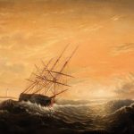 Mary Blood Mellen, Ship at Anchor on a Lee Shore, circa 1858