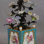 Sèvres orange tub with porcelain flowers