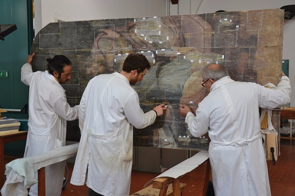 Conservators at the Opificia delle Pietre Dure in Florence