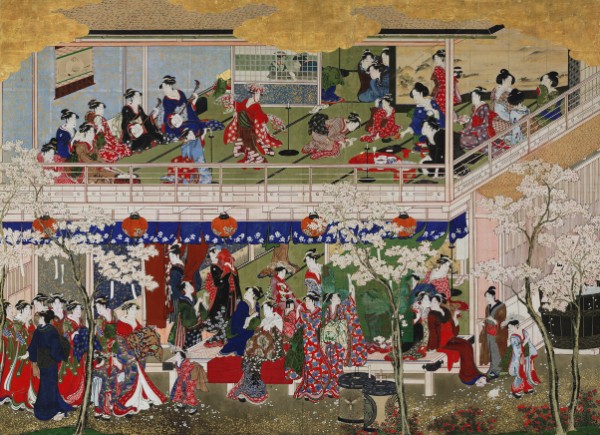 Kitagawa Utamaro Cherry Blossoms at Yoshiwara