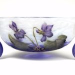 Daum Violets Footed Bowl.