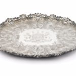William IV ivory-mounted sterling silver two-handled oval footed tray