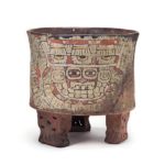 Tripod Vessel with Goggle-Eyed Figure, 450–550
