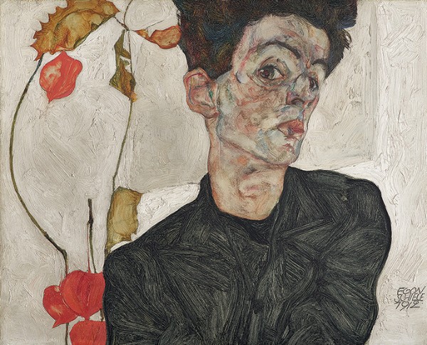 Egon Schiele, Self-Portrait with Chinese Lantern Plant, 1912