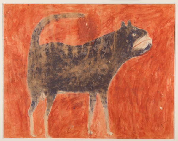 Bill Traylor, Mean Dog (Verso: Man Leading Mule), ca. 1939–1942