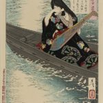 Tsukioka Yoshitoshi, Fujiawara no Ariko Weeping Over Her Lute, 1886