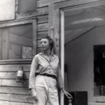 Charlotte Park in the doorway of her Montauk studio, circa 1954;