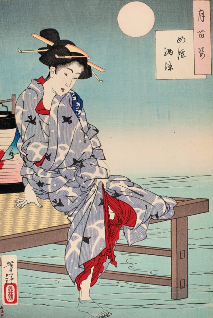 Tsukioka Yoshitoshi , Cooling off at Shijo, 1885