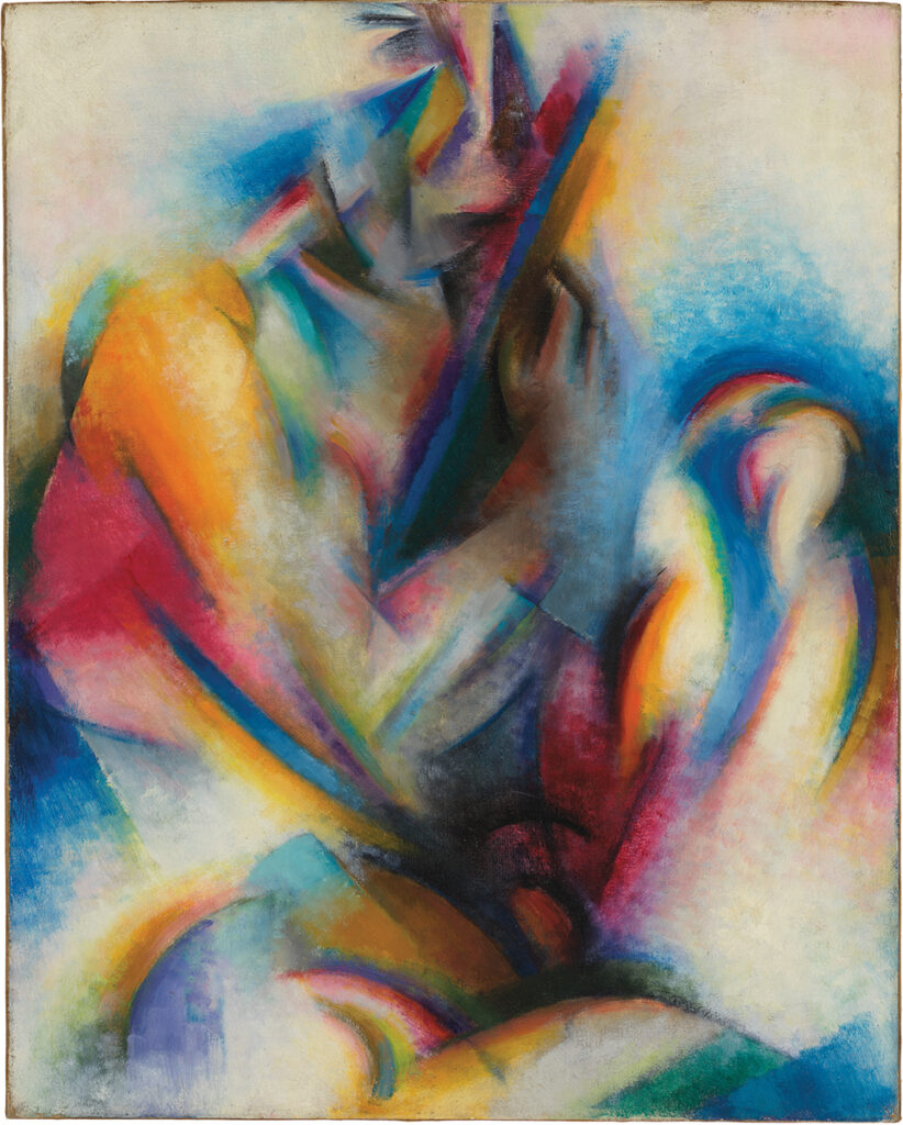 Stanton Macdonald-Wright (1890-1973), Oriental – Synchromy in Blue, 1916. Oil on canvas, 30 1⁄8 x 24 1⁄8 in.
Whitney Museum of American Art, New York. Gift of the Kiley Family in memory of Erhard Weyhe 2021.155.