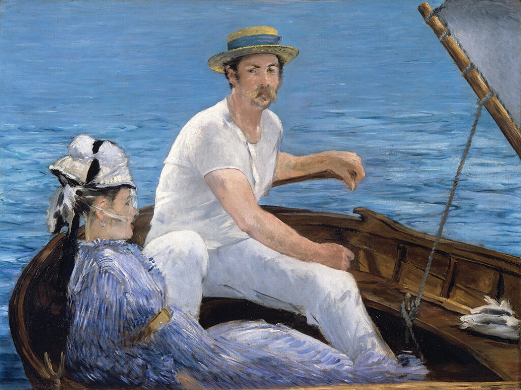 Édouard Manet, Boating, 1874, oil on canvas, 38 1⁄4 x 51 1⁄4 in.
The Metropolitan Museum of Art, New York, H.O. Havemeyer Collection, Bequest of Mrs. H.O. Havemeyer, 1929 (29.100.115), Image © The Metropolitan Museum of Art.