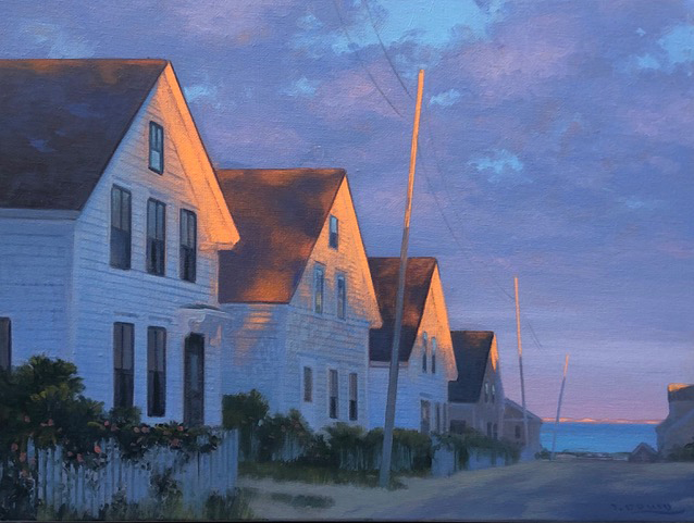 John Dowd frequently paints scenes of Provincetown, Massachusetts, where 
he lives, such as Last Light (2020). 
All images courtesy of John Dowd